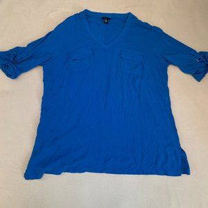 Blue 3/4 Sleeve Blouse